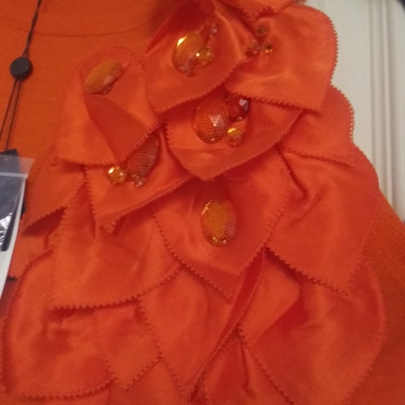 Magaschoni Cashmere Silk Sleeveless Sweater Top Tank Orange nectarine Small - Picture 8 of 10